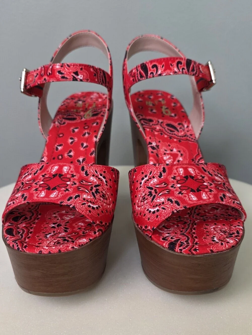 MIX No. 6 Carinda Bandana Platform Heel Sandals Red Size 7.5 NEW! GORGEOUS!!
